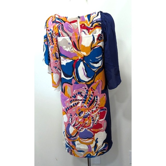 Anthropologie Maeve Vero Floral Silk Multicolor Shift Dress Flowy Sleeve XS - Picture 5 of 16
